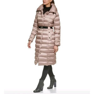 Kenneth Cole New York Cire Hooded Belted Puffer Jacket Size M NWOT $265